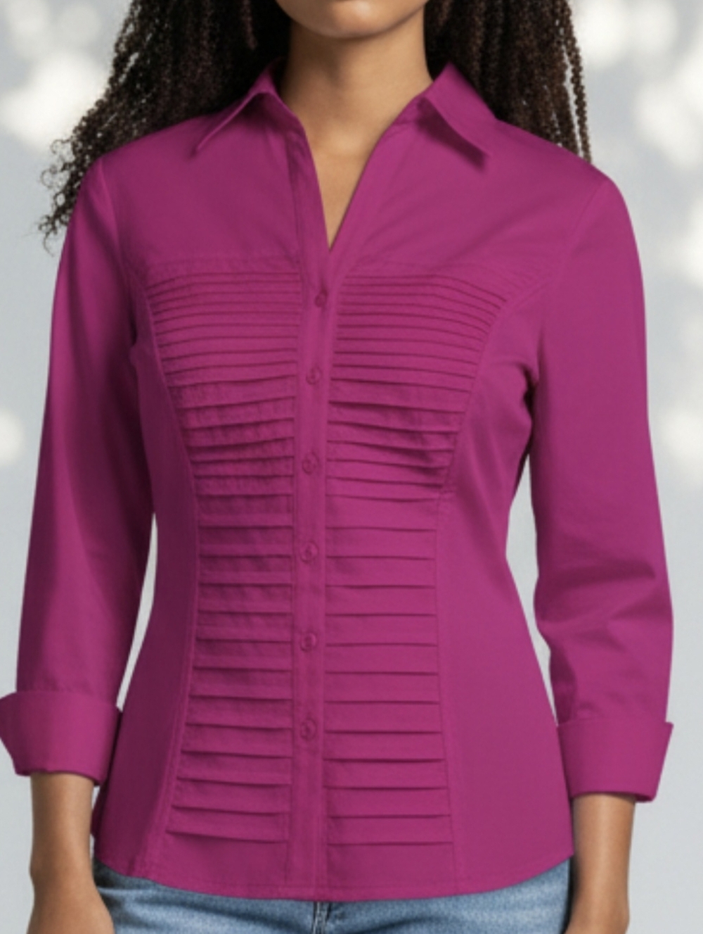 🌟2/$10🌟 Zac & Rachel Fusha  Pintuck Button-Front Fitted Shirt Large